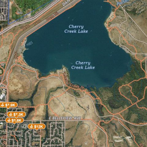 Cherry Creek Lake on the USDA aerial base map