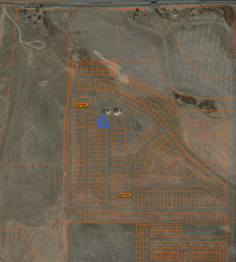 Historical aerial of a platted subdivision while its lots were still bare field